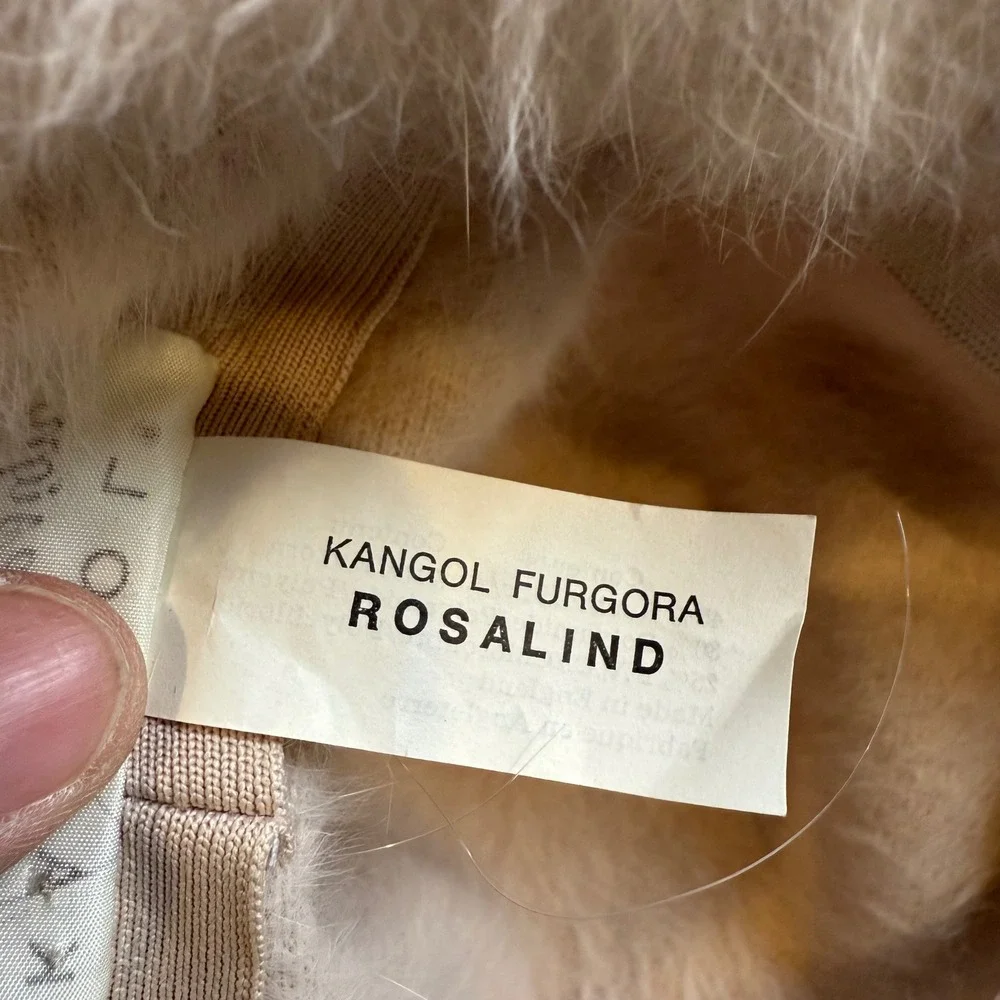 Kangol Furgora Rosalind Hat Pink Beige Rabbit Hair Angora Cloche Bucket